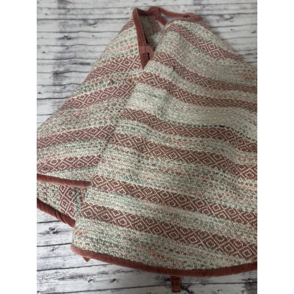 Pink Green Aspen Woven Knit Tree Skirt with Velvet Trim, 48" - Picture 3 of 10